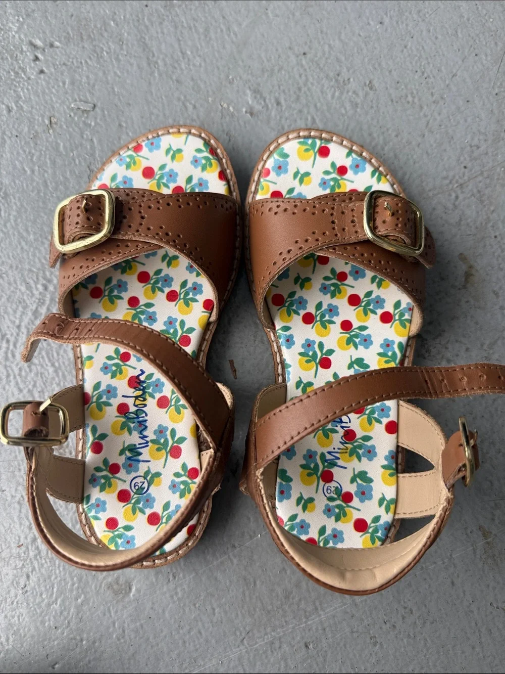 Mini Boden Kids Brown Floral Insole Sandals size 29 = US toddler 11.5